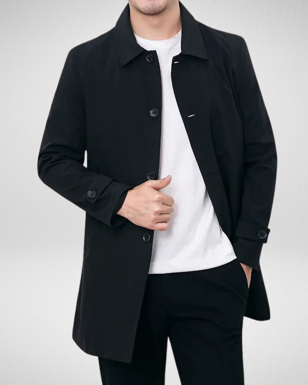 Herren Wintermantel Lang Elegant