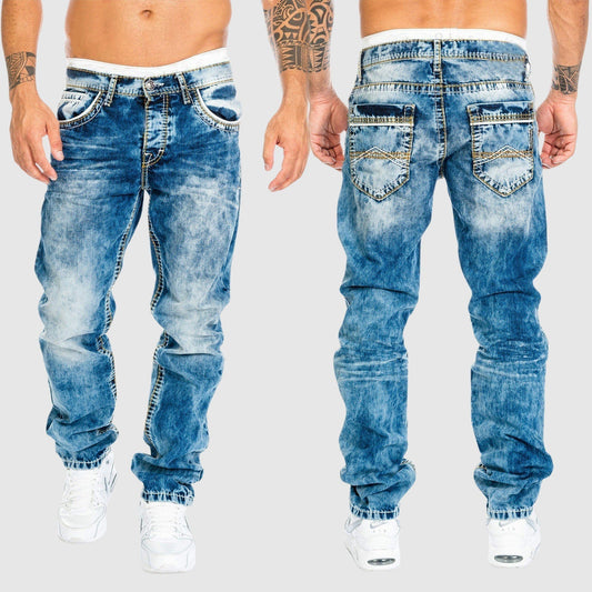 Bequeme Herrenjeans Weit Bein Verwaschen - IdealeKleiden