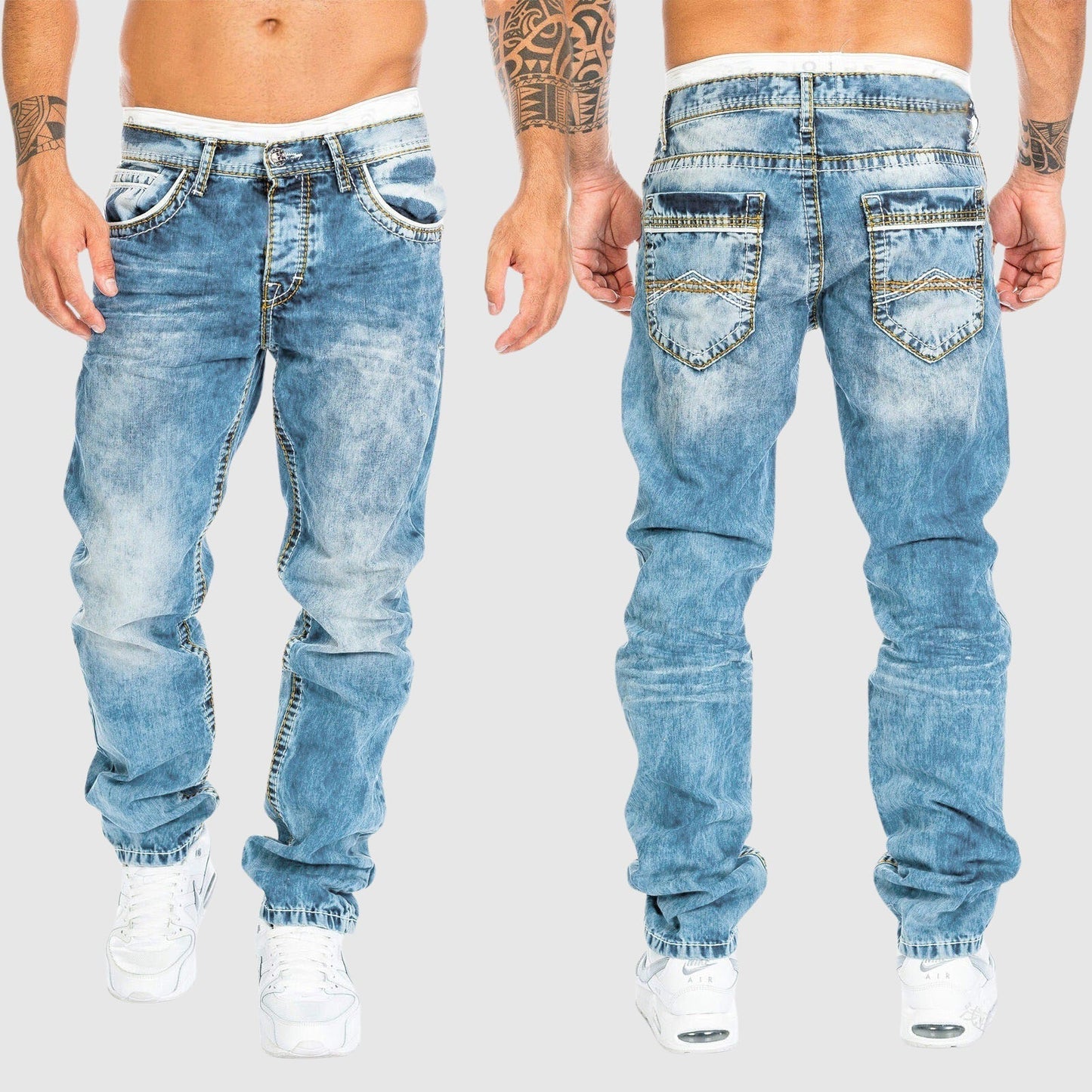Bequeme Herrenjeans Weit Bein Verwaschen