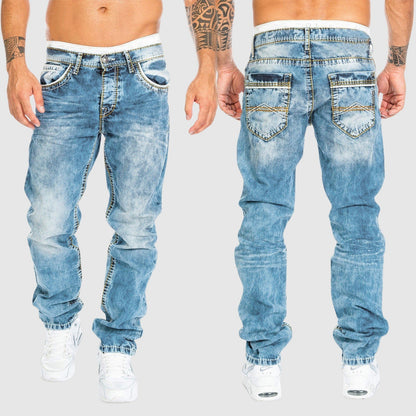 Bequeme Herrenjeans Weit Bein Verwaschen