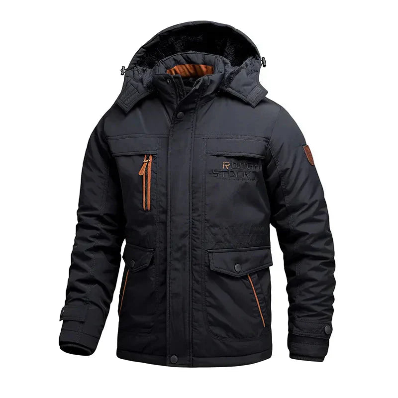 Winterjacke Warm Gefüttert Winddicht Mit Kapuze