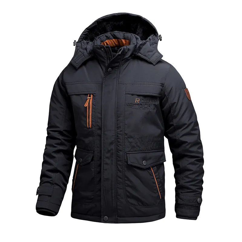 Herren Winterjacke Wasserdicht mit Abnehmbarer Kapuze