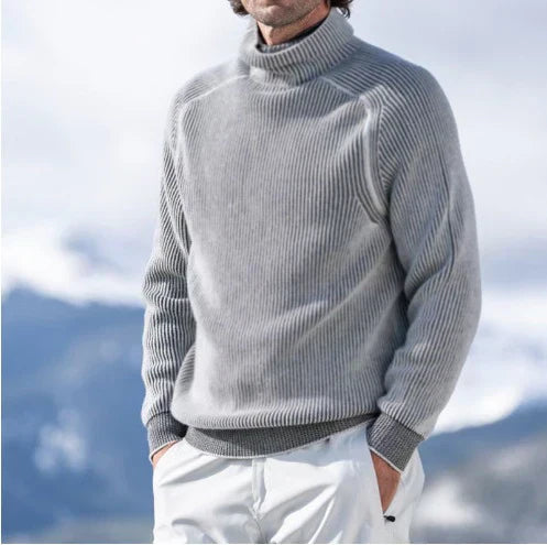 Herren Strickpullover Warm Fleece Stehkragen