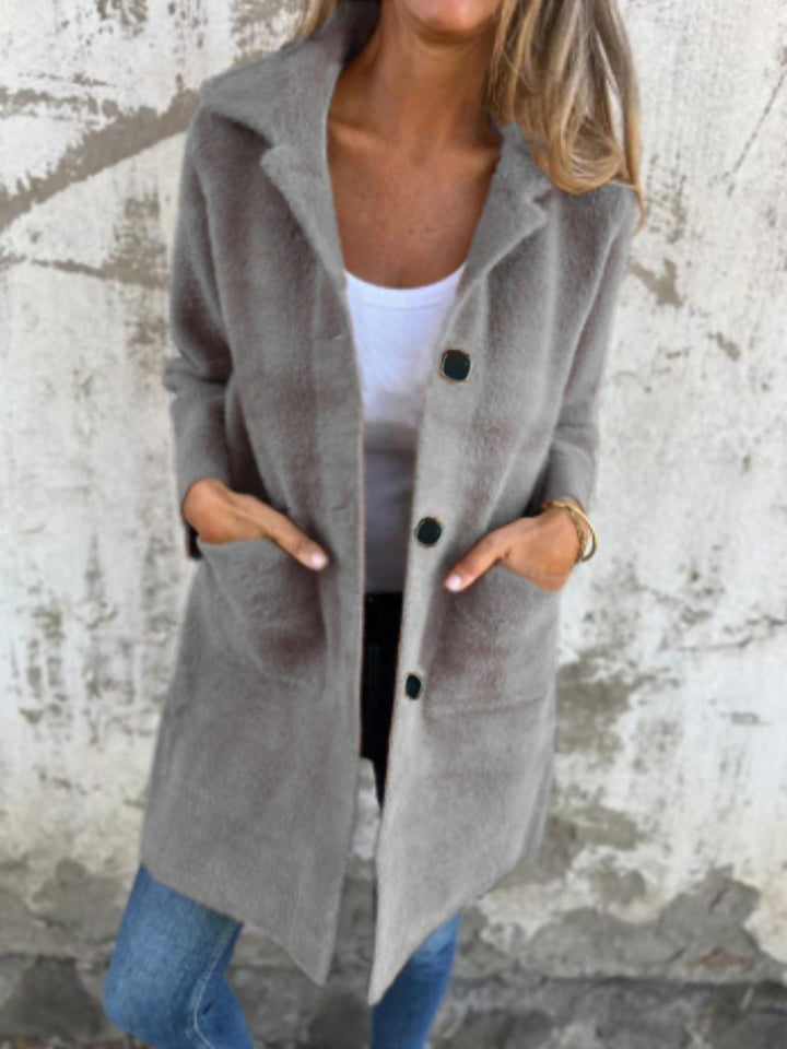 Lange Damenjacke Modern Knöpfe
