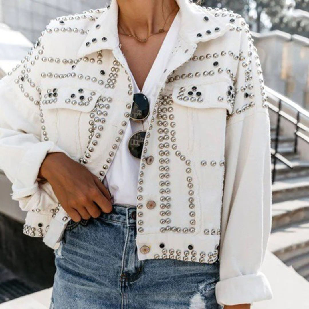 Herbstjacke Damen Nieten Leder