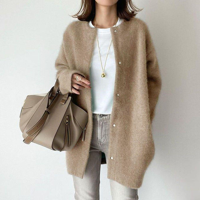 Damenschal Strickjacke Knöpfe Langarm