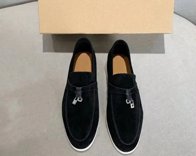 Elegante Herren Loafers Leder Schwarz