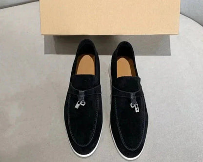 Elegante Herren Loafers Leder Schwarz