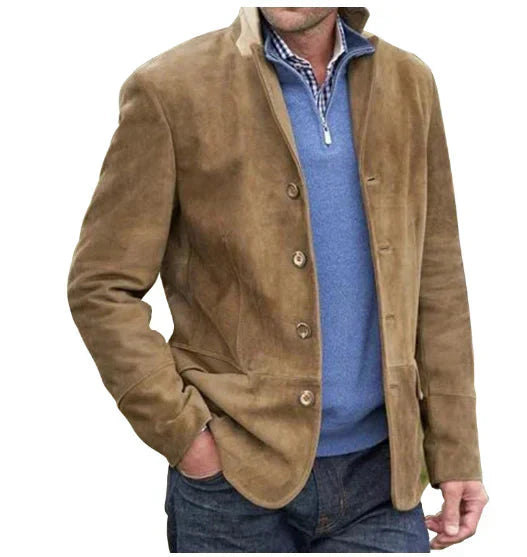 Herren Lederjacke Vintage Stil Einreihig - IdealeKleiden