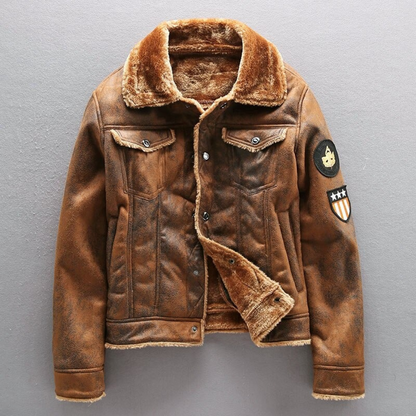 Leder Bikerjacke Warm Isoliert Herren Winter