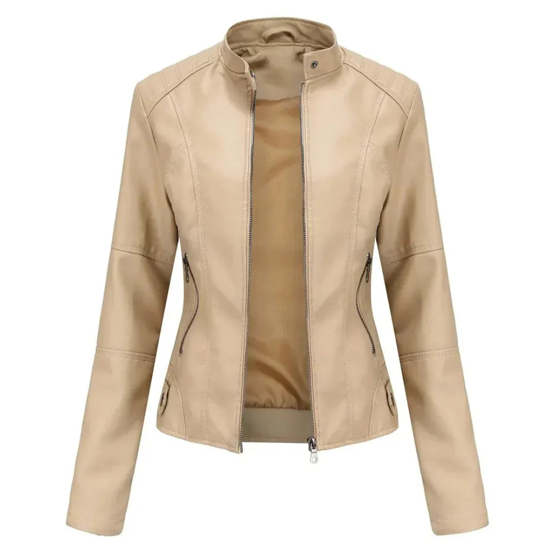 Lederjacke Mit Mandarin Kragen Trendy Style