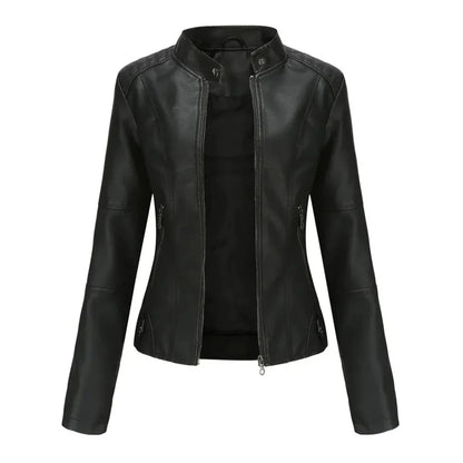 Lederjacke Mit Mandarin Kragen Trendy Style