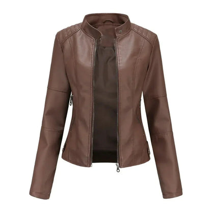 Lederjacke Mit Mandarin Kragen Trendy Style