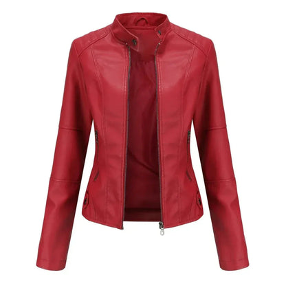 Lederjacke Mit Mandarin Kragen Trendy Style