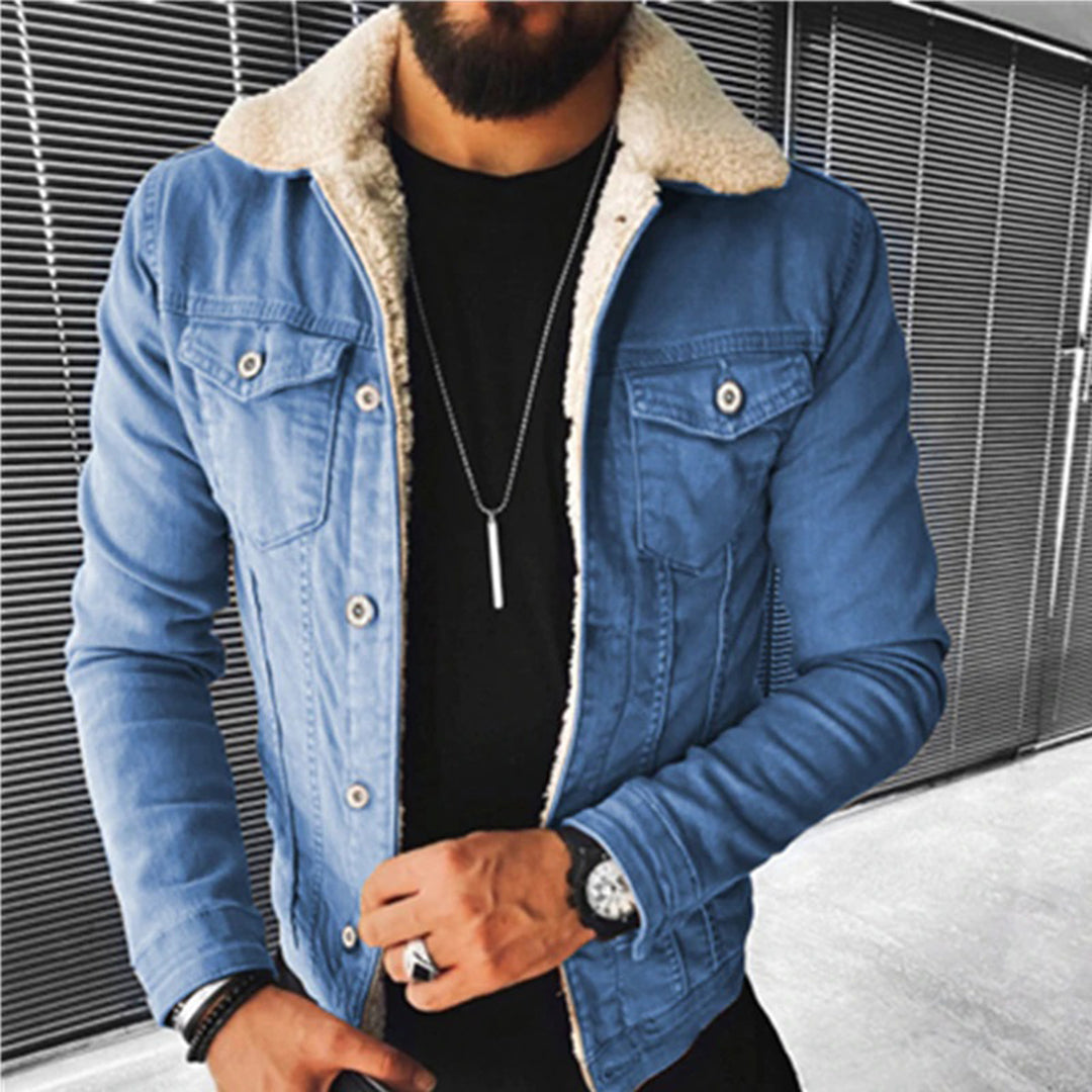 Herren Jeansjacke Slim Fit Fleece
