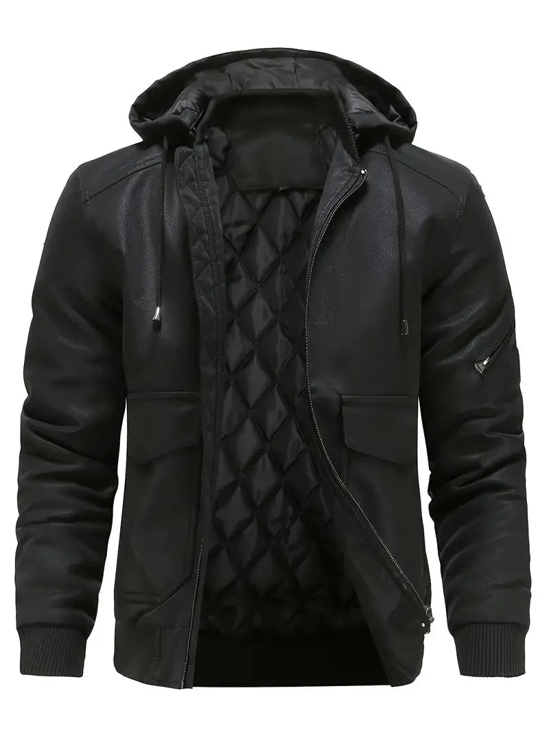 Herren Lederjacke Warm Isoliert Winter