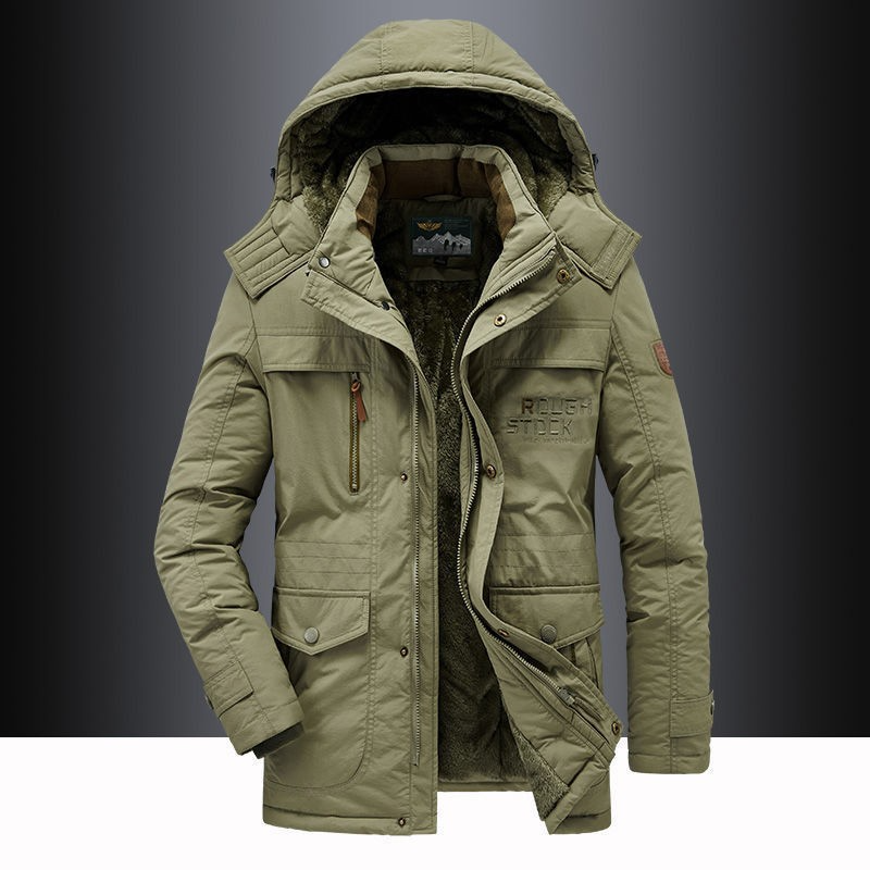 Herren Winterparka Fleece Isolierung Kapuze