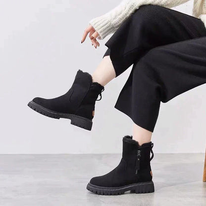 Warm gefütterte Damen Stiefel Reißverschluss