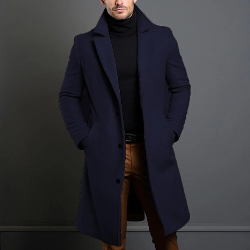 Herren Wintermantel Lang Elegant Woll