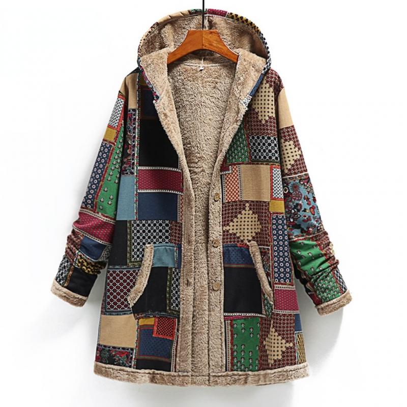 Dicke Fleece-Jacke Warm Bedruckt Damen
