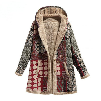 Dicke Fleece-Jacke Warm Bedruckt Damen