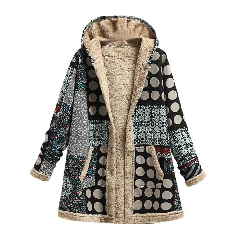 Dicke Fleece-Jacke Warm Bedruckt Damen - IdealeKleiden
