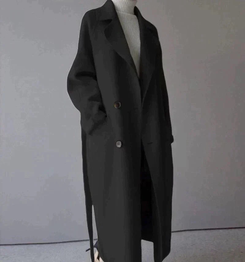 Übergroßer Wollmantel Doppelreiher Klassisch