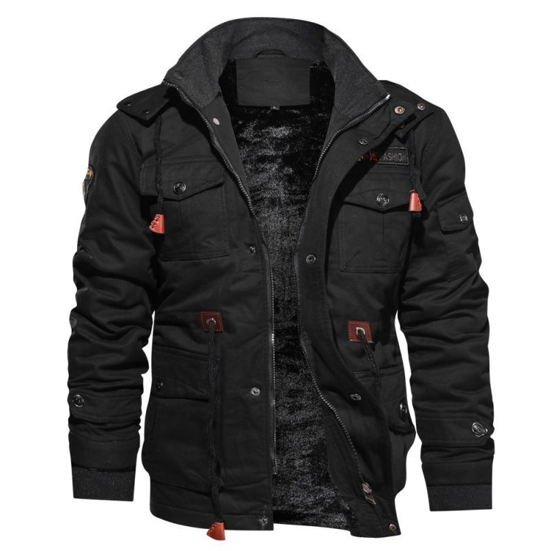 Herren Winterjacke Fleece Warme Cargojacke - IdealeKleiden