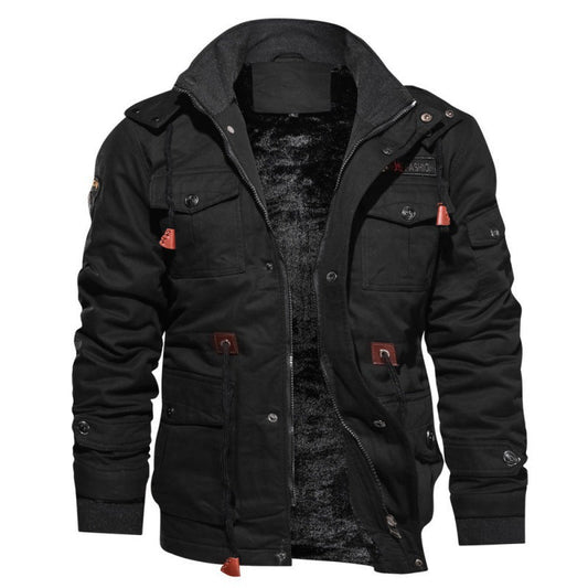 Herren Winterjacke Fleece Warme Cargojacke - IdealeKleiden
