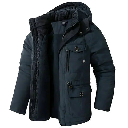 Herren Wintermantel Warm Kapuze Fleece