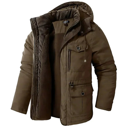 Herren Wintermantel Warm Kapuze Fleece