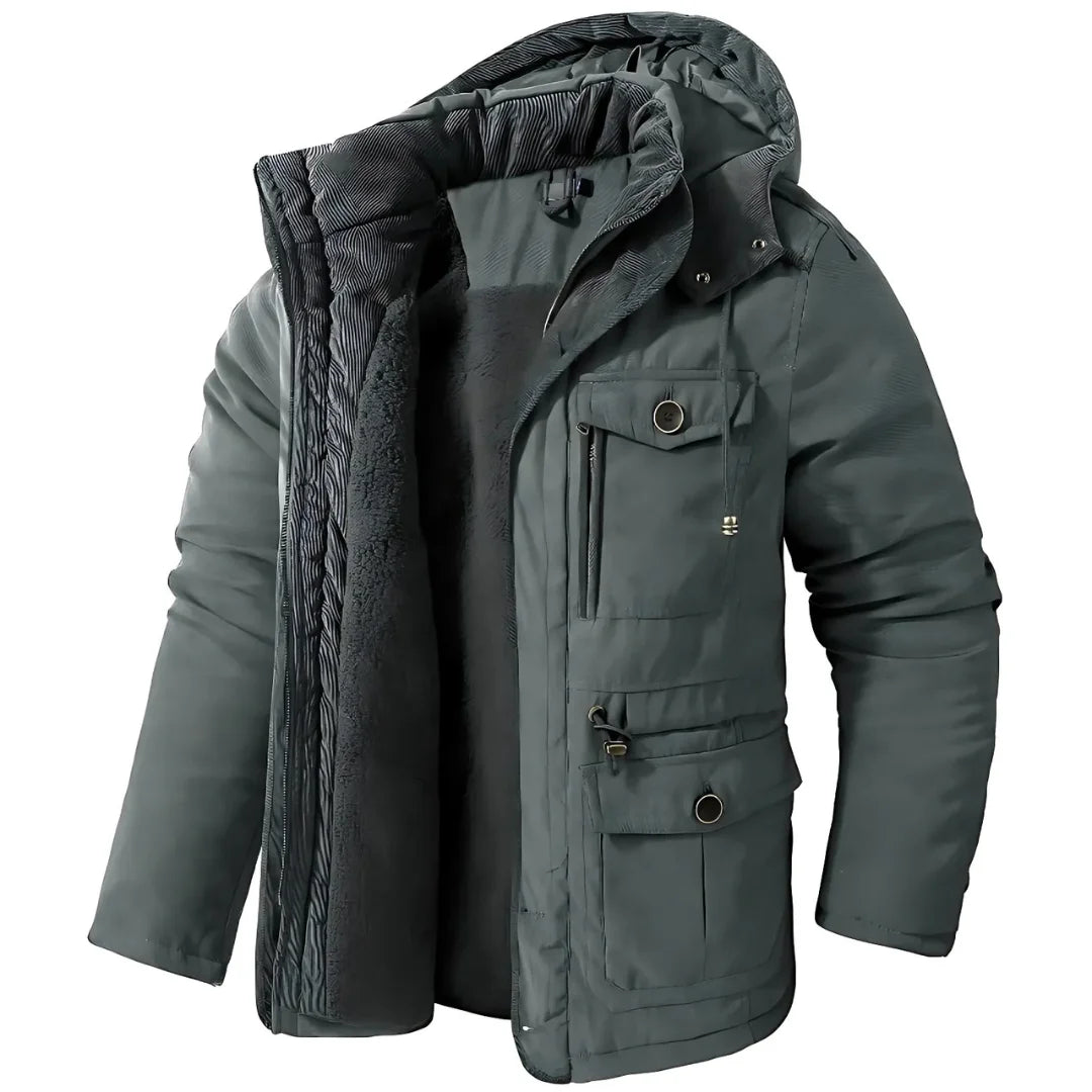 Herren Wintermantel Warm Kapuze Fleece