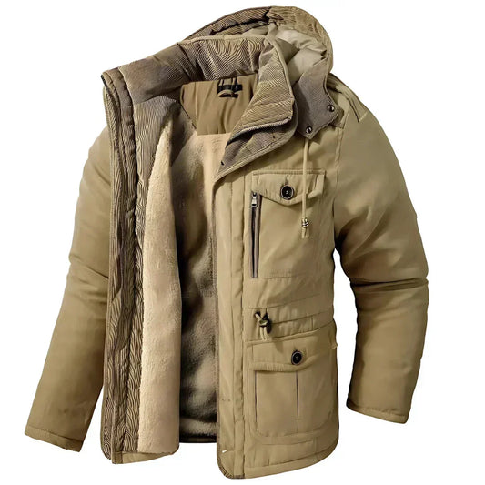 Herren Wintermantel Warm Kapuze Fleece - IdealeKleiden