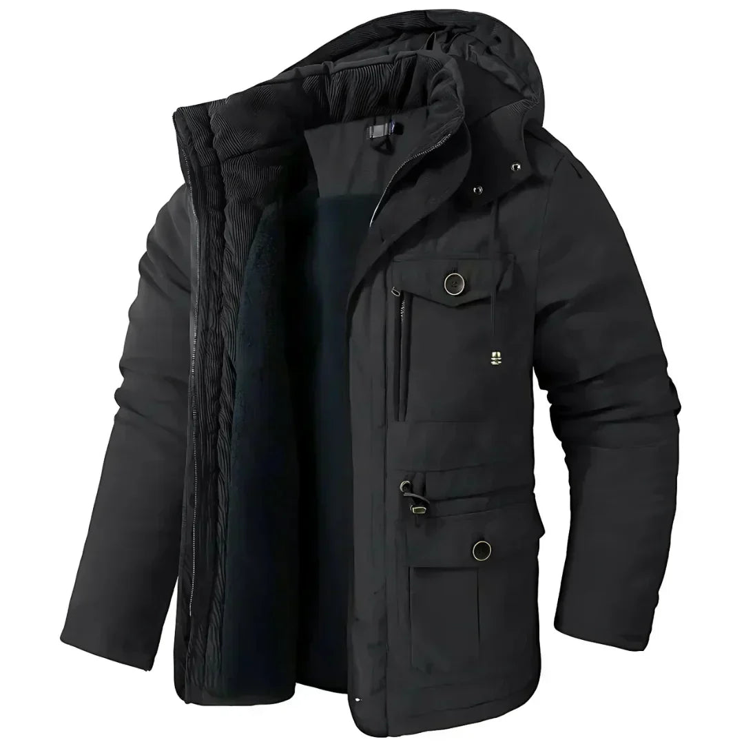 Herren Wintermantel Warm Kapuze Fleece