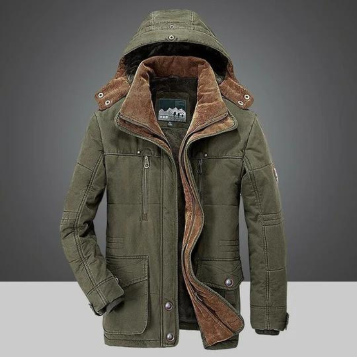 Herren Winterjacke Warm Kapuze Sherpa-Fleece