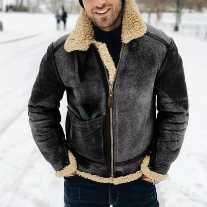 Herren Lederjacke Warm Isoliert Winter