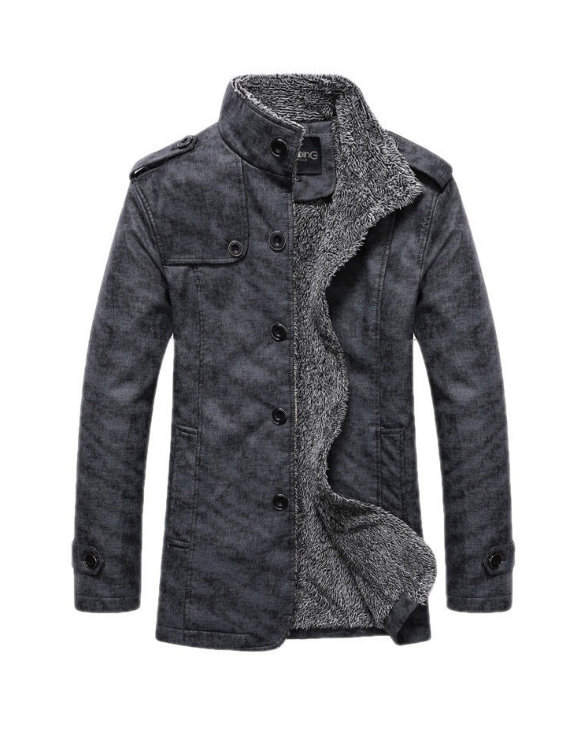 Herren Winterjacke Stehkragen Warm Sherpa Slim Fit - IdealeKleiden