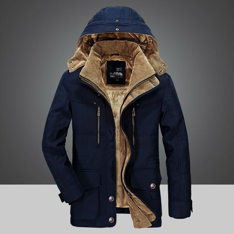 Herren Winterparka Gefüttert Mit Kapuze - IdealeKleiden