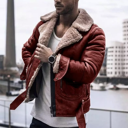 Herren Lederjacke Winter Biker Style