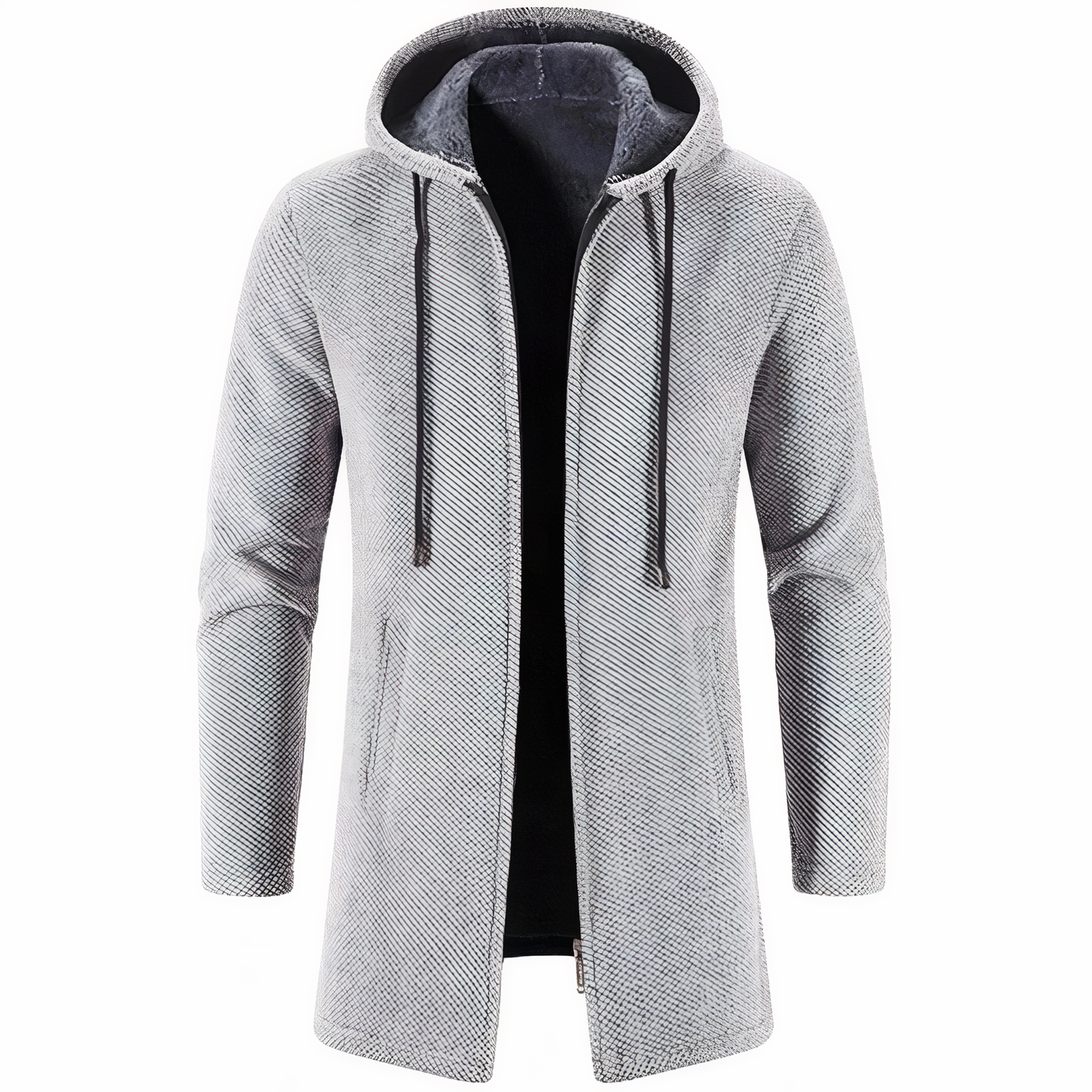 Herren Winterjacke Kapuze Reißverschluss Midlength - IdealeKleiden