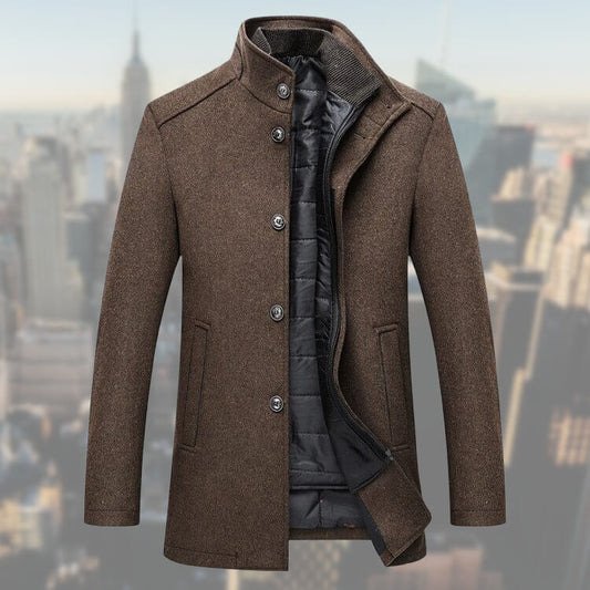 Warme Herren Winterjacke Stehkragen Woll - IdealeKleiden