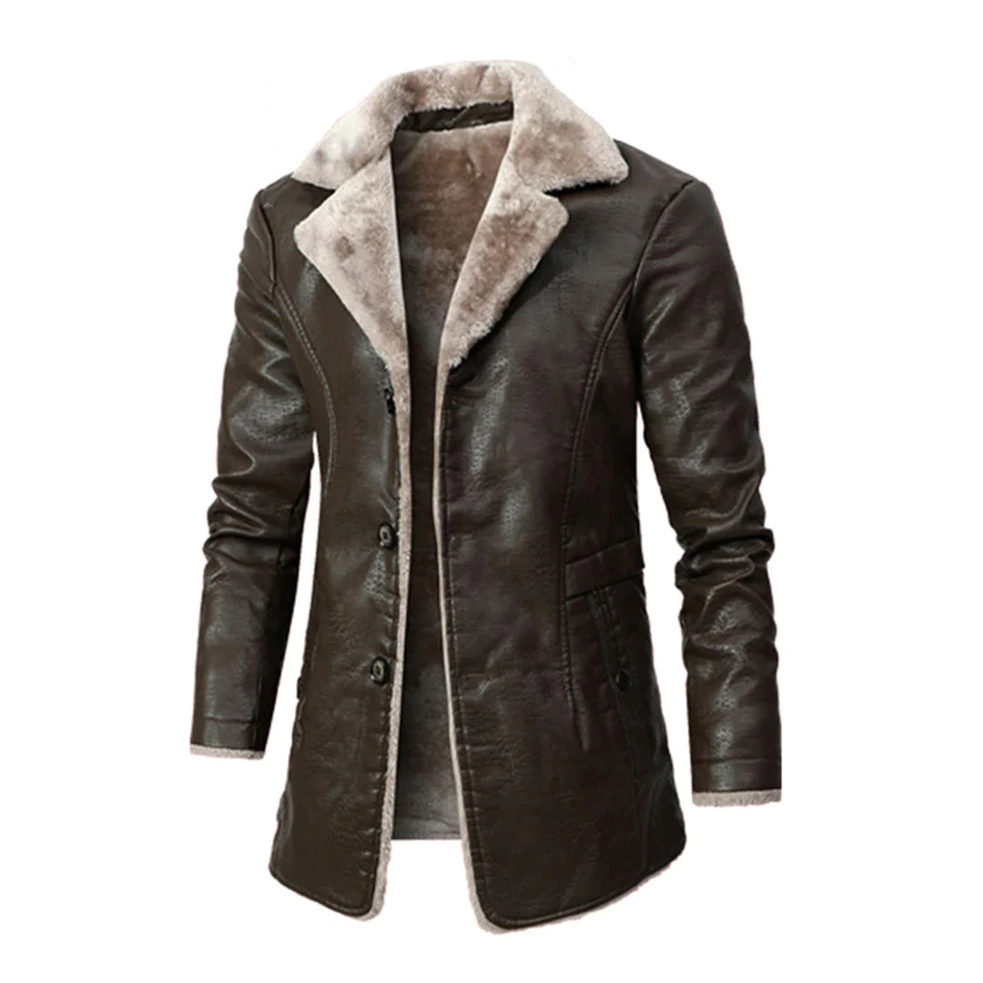 Herren Lederjacke Lang Fellgefüttert