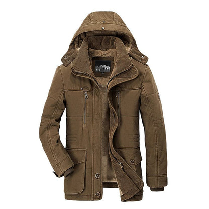 Winterjacke Männer Kapuze Fleece Isoliert