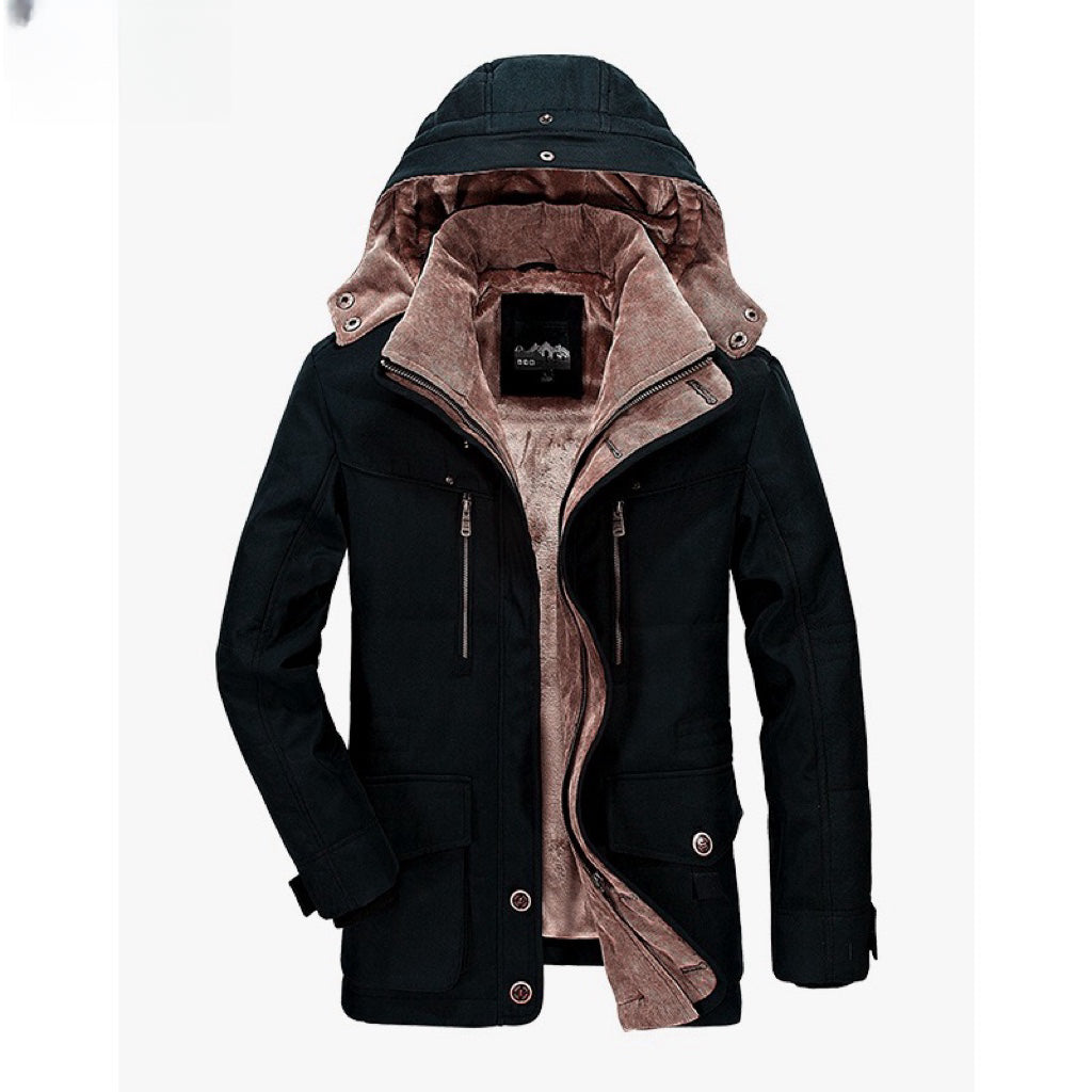 Winterjacke Männer Kapuze Fleece Isoliert