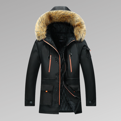 Herren Winterparka Warm Isoliert mit Fellkapuze - IdealeKleiden