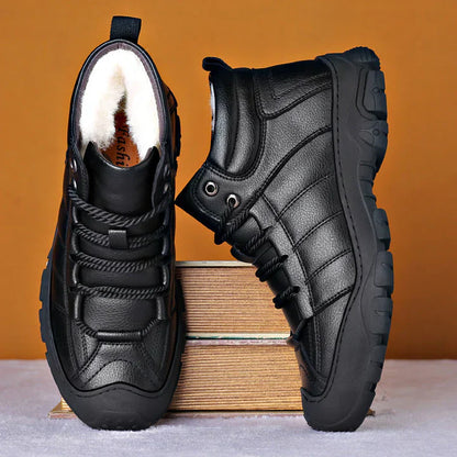 Wasserdichte Herrenstiefel Leder Fell-Innenlage - IdealeKleiden