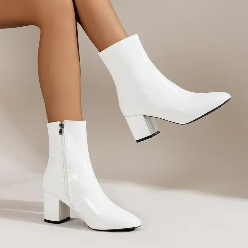 Elegante Stiefeletten Frauen Schmale Spitze Robust