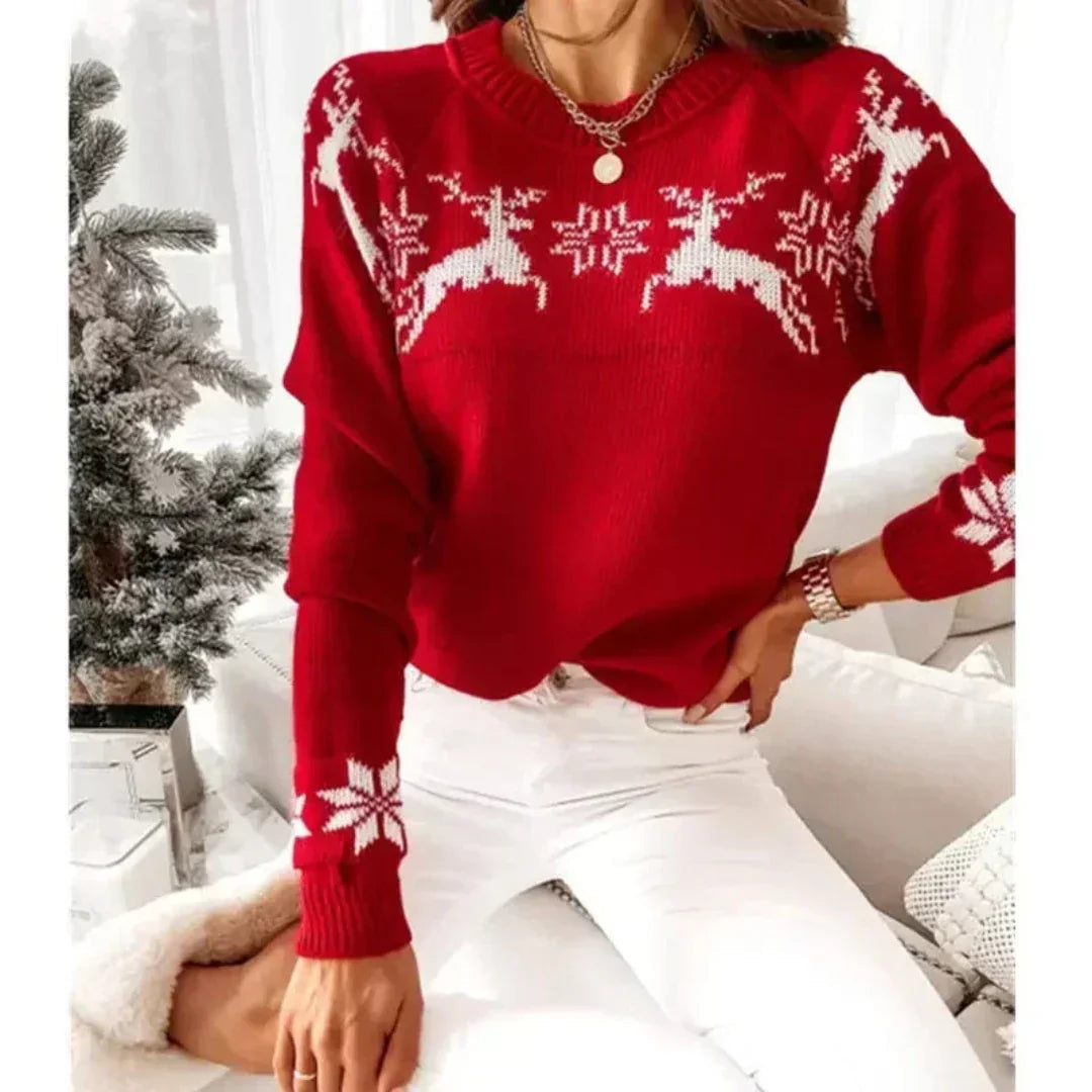 Weihnachtspullover Damen Rentier Warm
