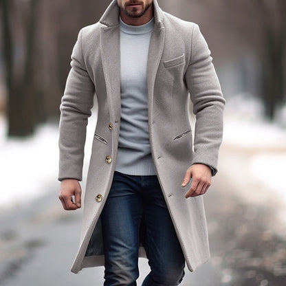 Herren Trenchcoat Lang Wintermantel Elegent - IdealeKleiden