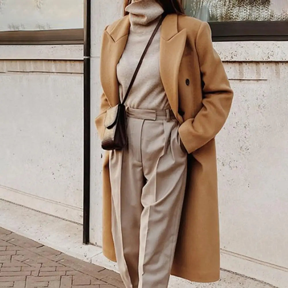 Damen Trenchcoat Elegant Doppelter Knopfleiste